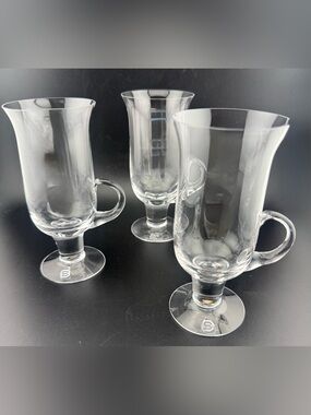 3 Dartington Crystal England, Irish coffee glasses. 6 oz Vintage.